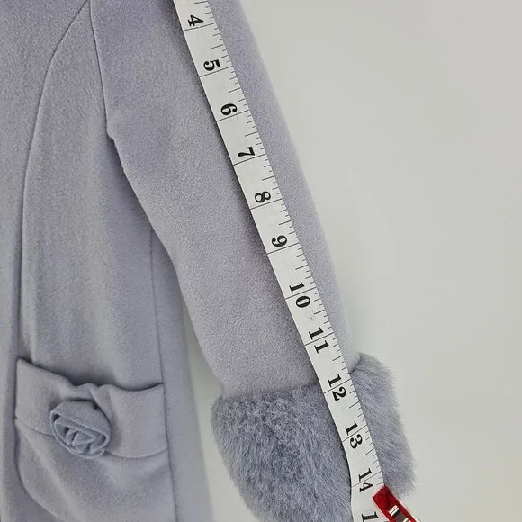 Rothschild Girls Dress Coat Size 5 Blue Frost Faux Fur Collar Holiday Coat - Picture 6 of 10